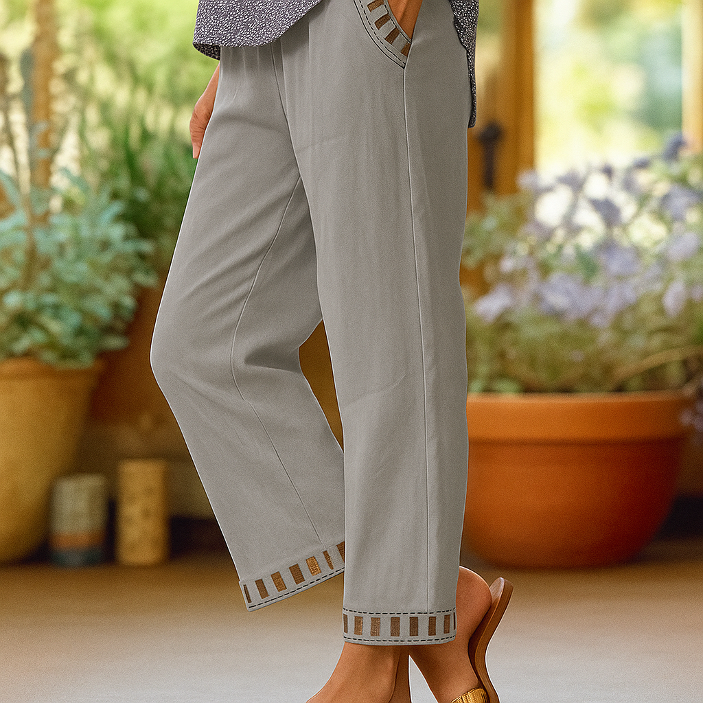 Poppy - Luchtige Linnen Cropped Broek met Stretch