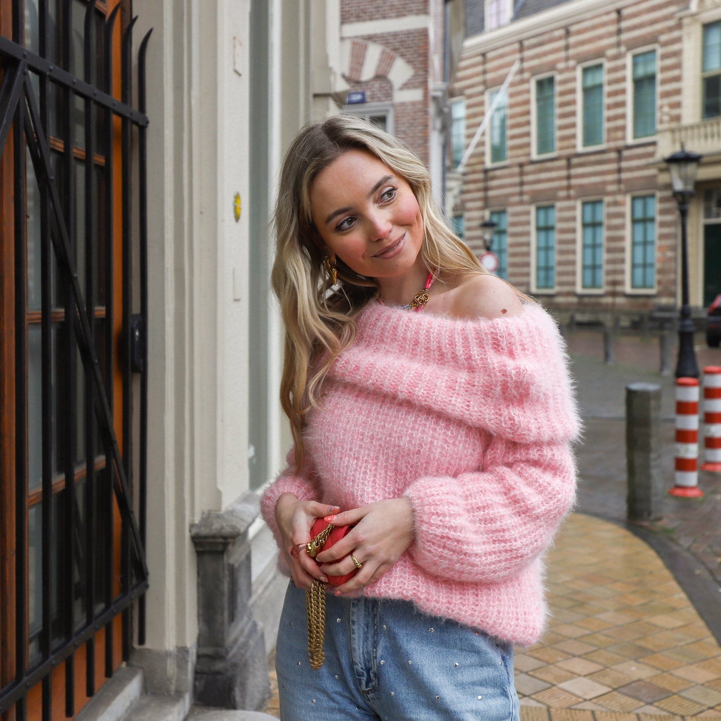Sofie | Off-shoulder Effen gebreide trui