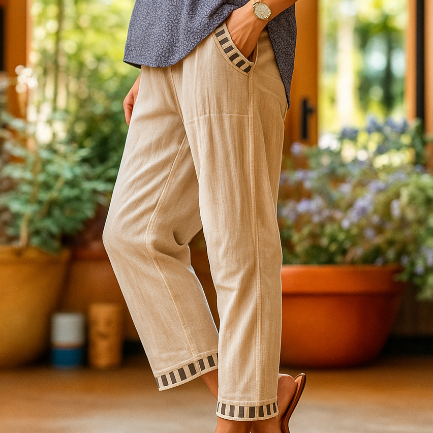 Poppy - Luchtige Linnen Cropped Broek met Stretch