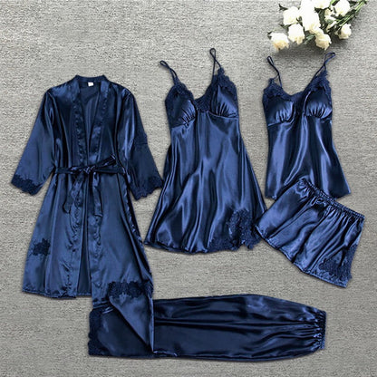 3-delig zijden slaapset - luxe dames nachtmode ensemble
