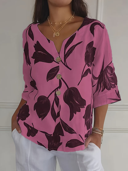Flaira™ - Blouse met V-hals en knoopjes