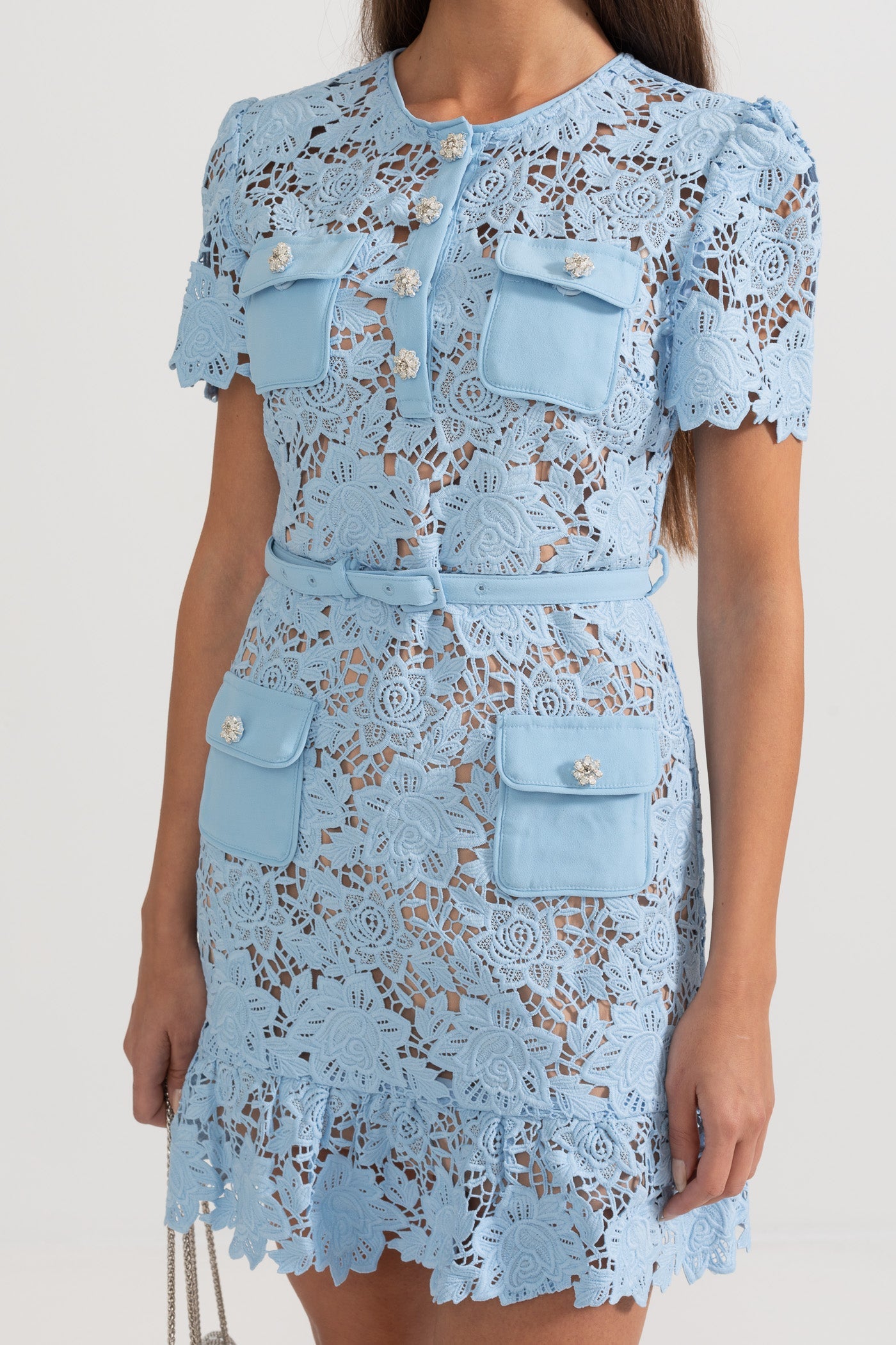 Amarine™ Geborduurde Bloemenjurk - Blauw