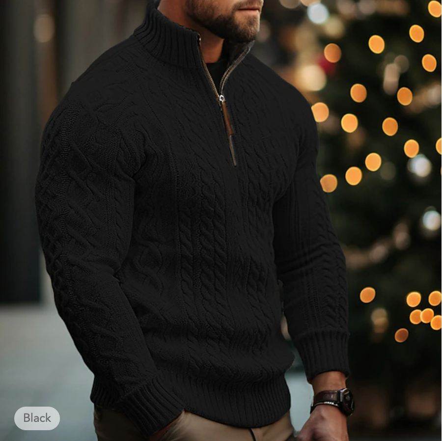 Leeuw | Modieuze sweater met ritssluiting voor heren