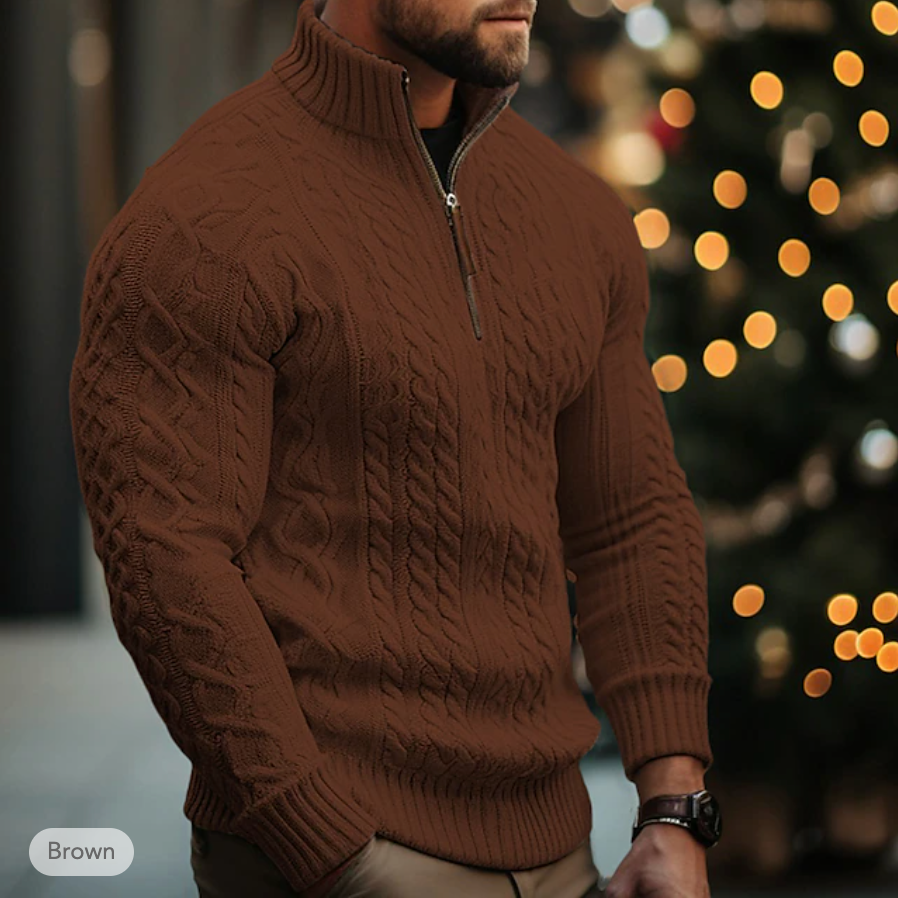 Leeuw | Modieuze sweater met ritssluiting voor heren