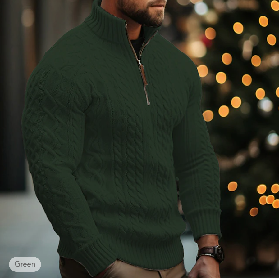 Leeuw | Modieuze sweater met ritssluiting voor heren