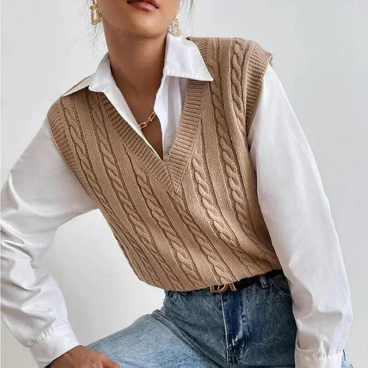 Gina - Mouwloos gebreid damesvest