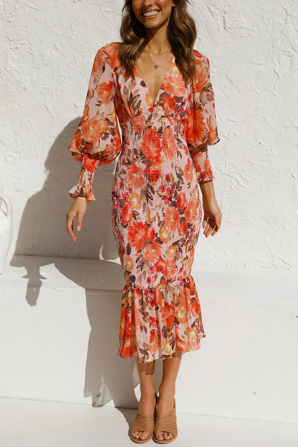 Celina Rose™  Bloemige Midi Jurk