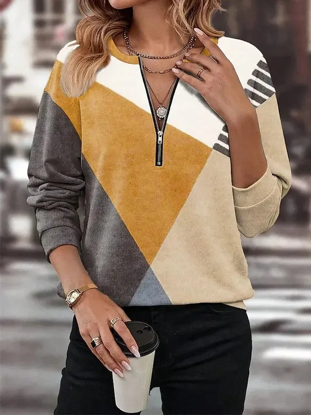 Ethla™ - Vintage Sweatshirt met kleurblokken